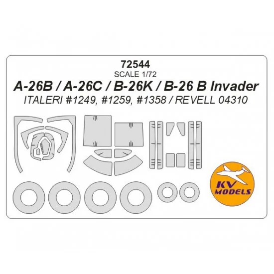 KV Models 72544 1/72 A-26B/A-26C/B-26K/B-26 B Invader Masking for Italeri /Revell 04310