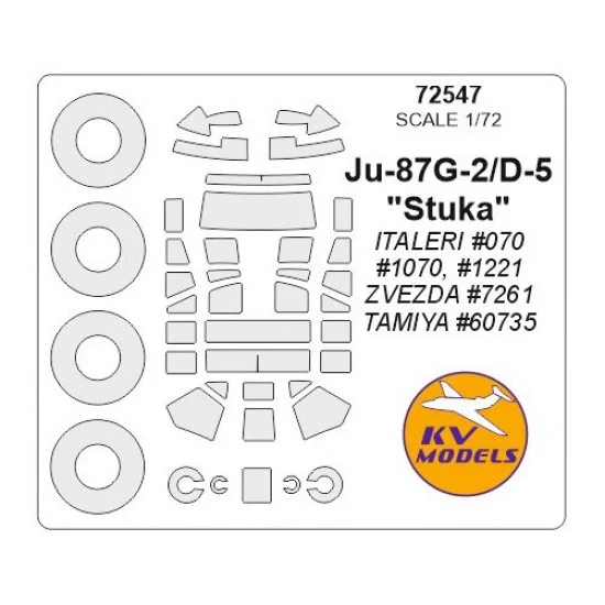 KV Models 72547 1/72 Ju-87G-2/D-5 Stuka Masking for Italeri #070, #1070, #1221/Zvezda #7261, Tamiya 60735
