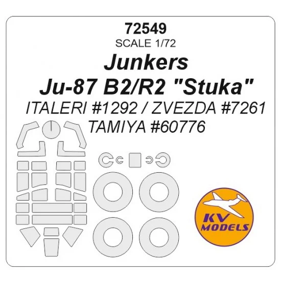 KV Models 72549 1/72 Junkers Ju-87 B2/R2 "Stuka" Masking for Italeri #1292, Zvezda #7261, Tamiya #60776