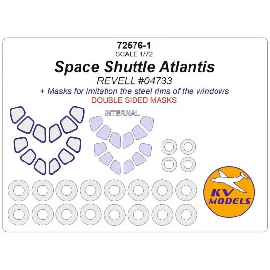 KV Models 72576-1 1/72 Space Shuttle Atlantis Paint Masking for Revell #04733 (Double-sided)