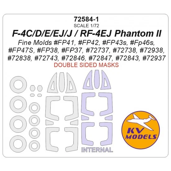 KV Models 72584-1 1/72 US F-4C/D/E/EJ/J / RF-4EJ Phantom II - Masks for Fine Molds kits (double-side)