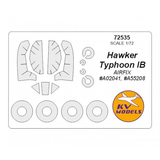 KV Models 72589 1/72 Hawker Typhoon IB/Mk.IB Masking for Airfix #A02041, #A02041A, #A55208 - Model Planes