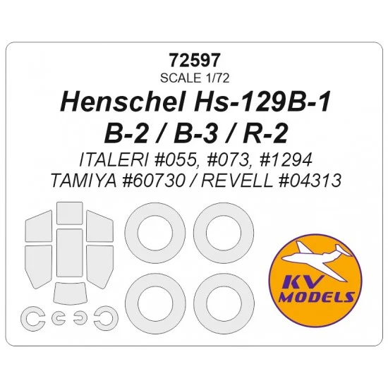 KV Models 72597 1/72 Henschel Hs-129 B-1 / B-2 / B-3 / R-2 Masks for Italeri / Tamiya / Revell kits