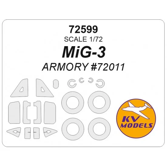 KV Models 72599 1/72 MiG-3 Late Production Masks for Armory #72011 (canopies and wheels)