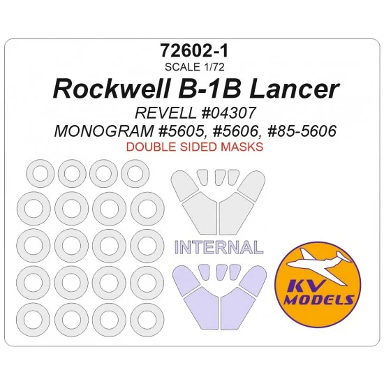 KV Models 72602-1 1/72 B-1B Lancer Double-Sided Mask Set (Wheels Mask Incl.) for Revell Kits