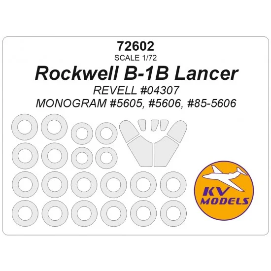 KV Models 72602 1/72 Rockwell B-1B Lancer Masking for Revell #04307/Monogram #5605/5606/85-5606
