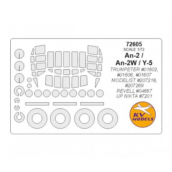 KV Models 72605 1/72 An-2/An-2W/Y-5 Masking for Trumpeter/Modelist/Revell/Up Nikta kits