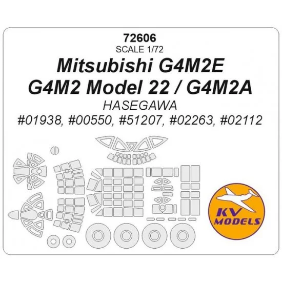 KV Models 72606 1/72 Mitsubishi G4M2E/G4M2 Model 22 G4M2A Masking for Hasegawa kits - Model Planes