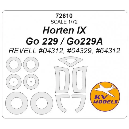 KV Models 72610 1/72 Horten IX/Go 229/Go229A Masking for Revell #04312/04329/64312 - Model Planes