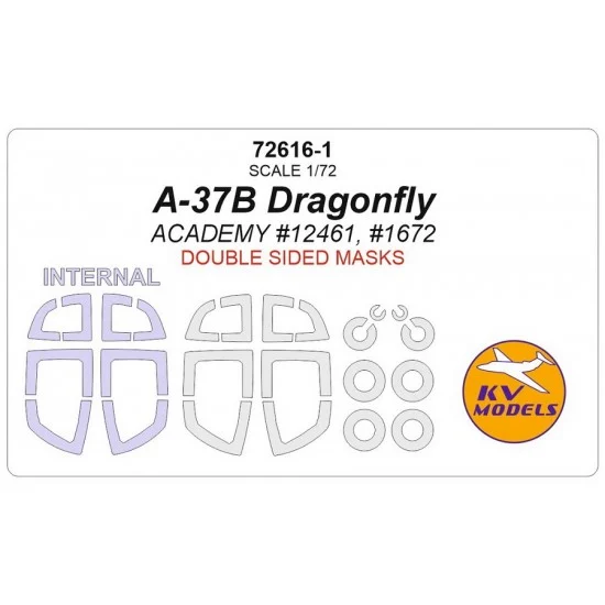 KV Models 72616-1 1/72 A-37B Dragonfly Disks and Wheels Masking for Academy #12461 #1672 (double-sided)
