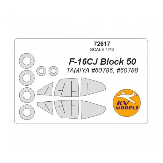 KV Models 72617 1/72 F-16CJ Block 50 Masking for Tamiya #60786, #60788