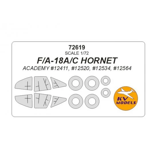 KV Models 72619 1/72 F/A-18A/C HORNET Masking for Academy #12411, #12520, #12534, #12564