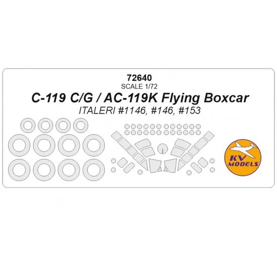 KV Models 72640 1/72 C-119 C/G Flying Boxcar Masking for Italeri #1146