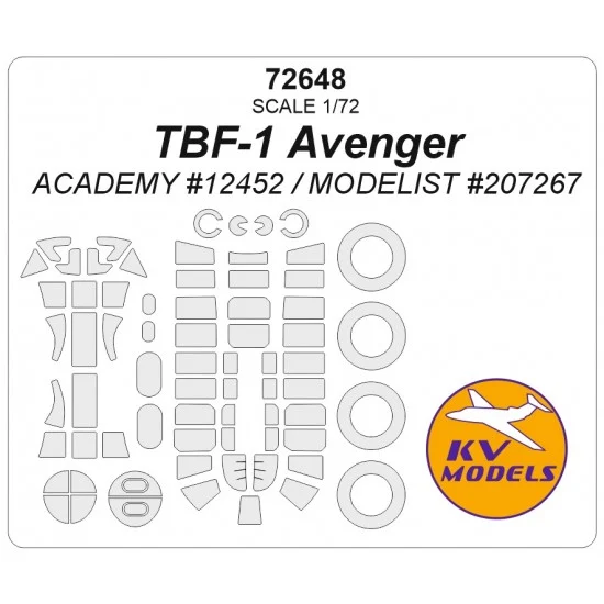 KV Models 72648 1/72 TBF-1 AVENGER Masking for Academy #12452/Modelist #207267