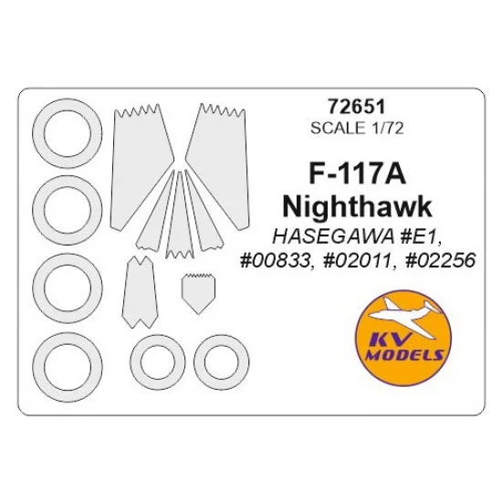 KV Models 72651 1/72 F-117A Nighthawk Masking for Hasegawa #E1,#00833, #02011, #02256
