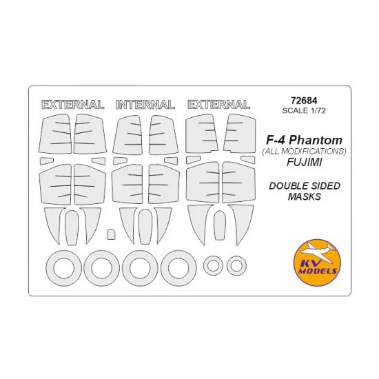 KV Models 72684 1/72 F-4 Phantom (all modifications) Double-sided Masking for Fujimi kits