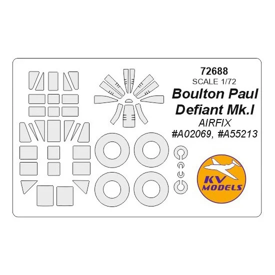 KV Models 72688 1/72 Boulton Paul Defiant Mk.I Masking for Airfix #A02069, #A55213 - Model Planes