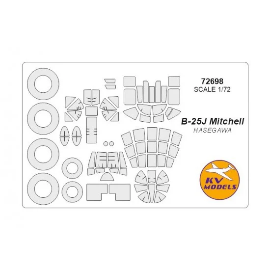 KV Models 72698 1/72 B-25J Mitchell Masking for Hasegawa #E16 kit