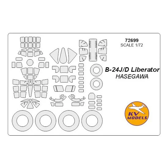 KV Models 72699 1/72 B-24D/J Liberator Masking for Hasegawa #E28, #E29