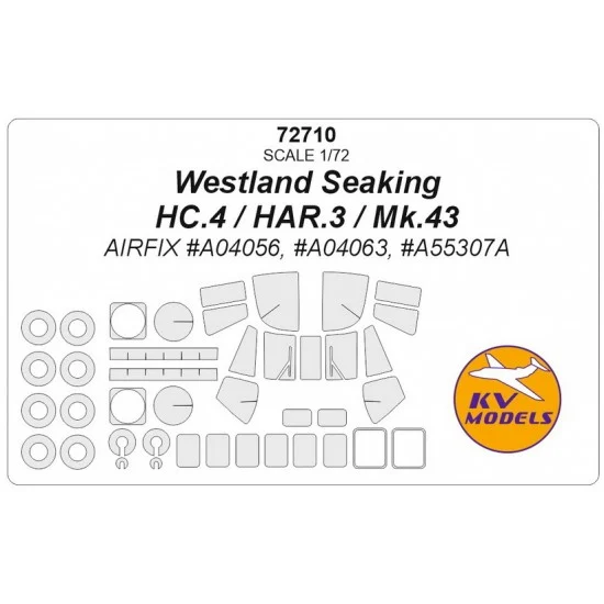 KV Models 72710 1/72 Westland Sea King HAR.3/Mk.43/HC.4 Masking for Airfix #A04056, #A04063, #A55307 - Model Planes