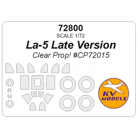 KV Models 72800 1/72 Lavochkin La-5 Late Version Masks for Clear Prop #CP72015 (canopies and wheels)