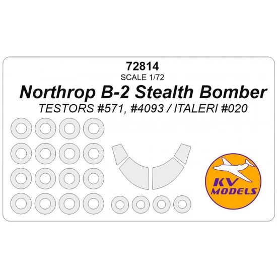 KV Models 72814 1/72 US Northrop B-2 Stealth Bomber Canopies n Wheels Masks for Testors/Italeri