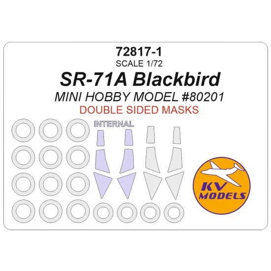 KV Models 72817-1 1/72 US SR-71A Blackbird Canopies n Wheels Masks for Mini Hobby Model kits (double-side)
