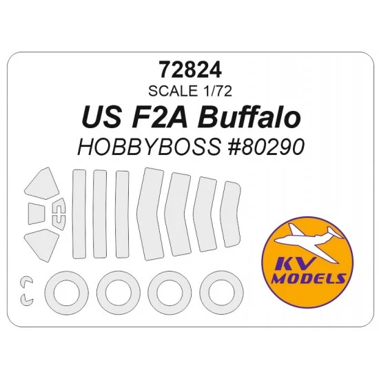 KV Models 72824 1/72 US US F2A Buffalo Canopies and Wheels Masks for Hobby Boss kits - Model Planes