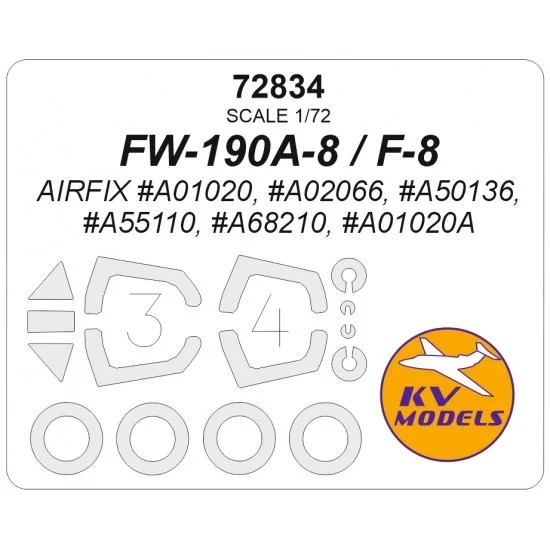 KV Models 72834 1/72 FW-190A-8/F-8 Masks for Airfix (canopies and wheels)