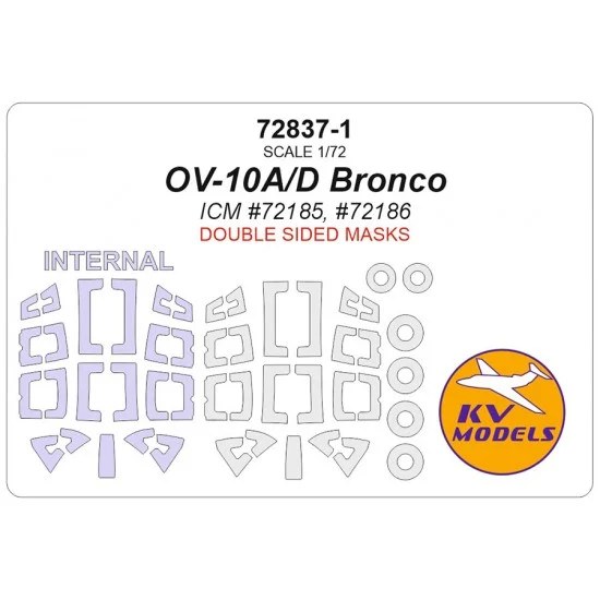 KV Models 72837-1 1/72 OV-10A/D Bronco Masks for ICM #72185/72186 [Double-sided] (canopies and wheels)
