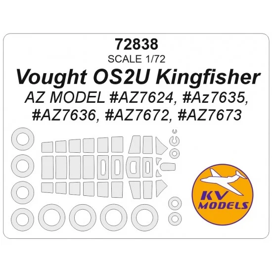 KV Models 72838 1/72 Vought OS2U Kingfisher Masks for AZ Model (canopies and wheels) - Model Planes