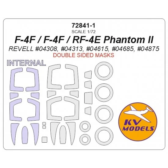 KV Models 72841-1 1/72 F-4F/F-4F/Rf-4E Phantom II Double Sided Masking for Revell #04308/313/615/685/875