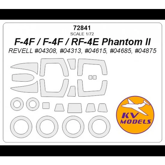 KV Models 72841 1/72 F-4F/F-4F/Rf-4E Phantom II Masking for Revell #04308/04313/04615/04685/04875