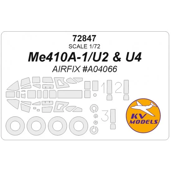 KV Models 72847 1/72 Me410A-1/U2 & U4 Masks for Airfix #A04066 (canopies and wheels)
