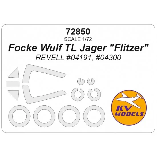 KV Models 72850 1/72 Focke Wulf TL Jager Flitzer Masks for Revell #04191/04300 (canopies and wheels) - Model Planes