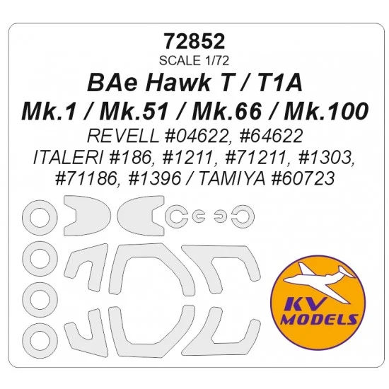 KV Models 72852 1/72 BAe Hawk T/T1A/Mk.1/Mk.51/Mk.66/Mk.100 Masks for Revell/Tamiya - Model Planes