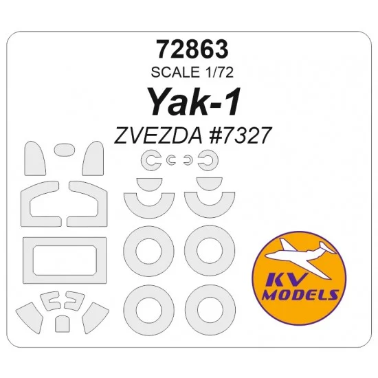 KV Models 72863 1/72 Yak-1 Soviet Fighter Masks for Zvezda #7327 (canopies and wheels)