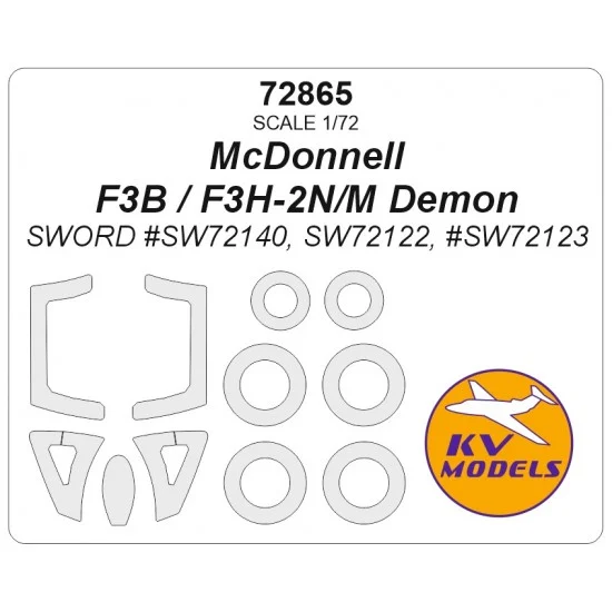 KV Models 72865 1/72 McDonnell F3B/F3H-2N Demon Masks for Sword (canopies and wheels)