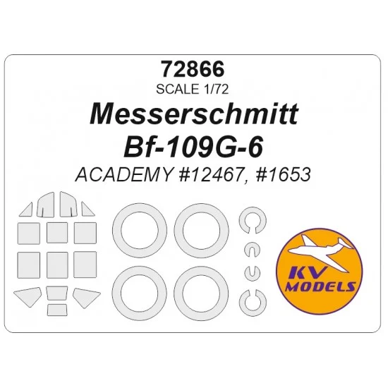 KV Models 72866 1/72 Messerschmitt Bf-109G-6 Masks for Academy #12467/1653 (canopies and wheels)