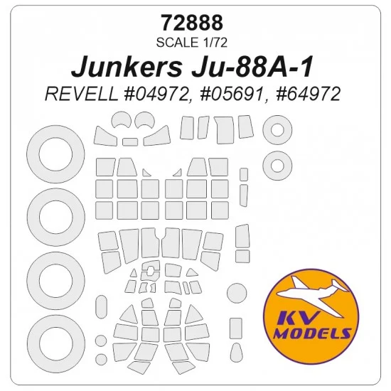 KV Models 72888 1/72 Junkers Ju88 A-1 Masks for Revell #04972/05691/64972