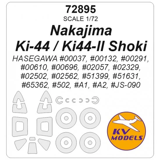 KV Models 72895 1/72 Ki-44 Tojo Mask Set (Wheels Mask Incl.) for Hasegawa Kits