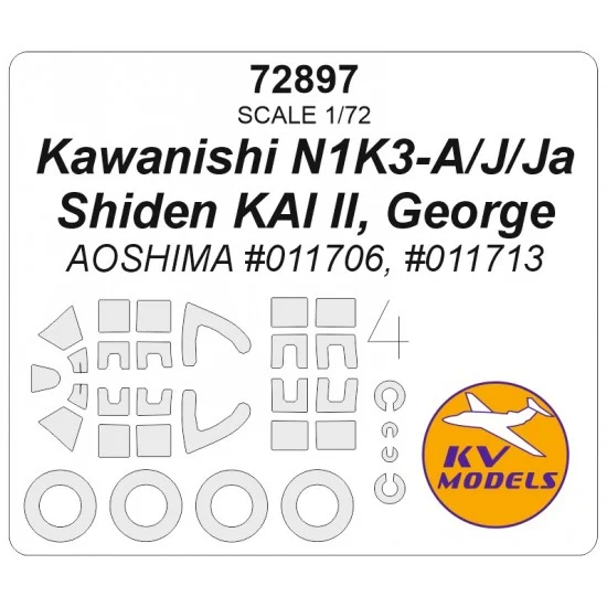 KV Models 72897 1/72 N1K3 Shiden Kai Mask Set (Wheels Mask Incl.) for Aoshima Kits - Model Planes