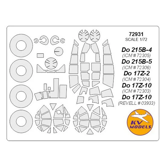 KV Models 72931 1/72 Do-17Z-2/ Do-17Z-10 Masking for ICM/Revell kits