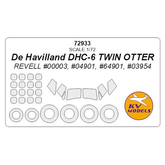 KV Models 72933 1/72 De Havilland DHC-6 TWIN OTTER Masking for Revell #00003, #04901, #64901, #03954