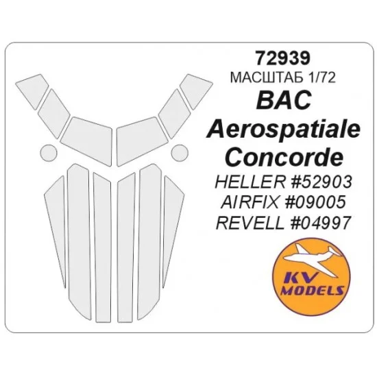 KV Models 72939 1/72 BAC Aerospatiale Concorde Masking for Heller #52903/Airfix #09005/Revell #04997 - Model Planes