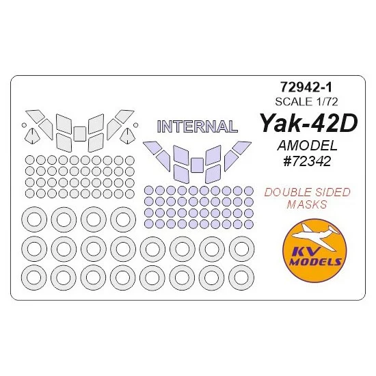 KV Models 72942-1 1/72 Yak-42D Double-sided Masking for Amodel kit #72342