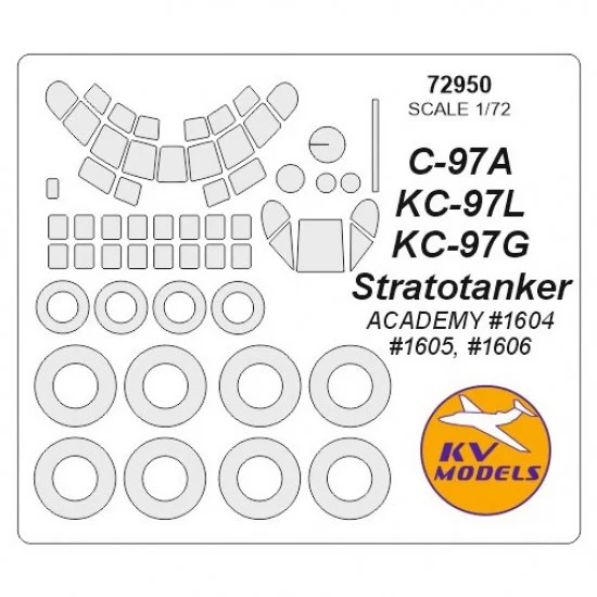 KV Models 72950 1/72 Boeing KC-97L/G/C-97A Stratofreighter Masking for Academy #1604, #1605, #1606
