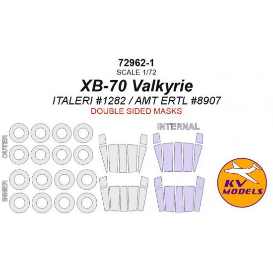 KV Models 72962-1 1/72 XB-70 Valkyrie Paint Masking for Italeri #1282 / AMT ERTL #8907 (Double-sided)