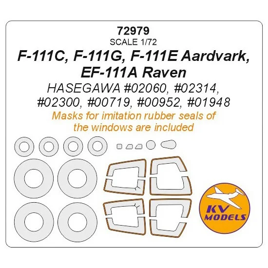 KV Models 72979 1/72 F-111C/G/E Aardvark, EF-111A Raven Masking for Hasegawa
