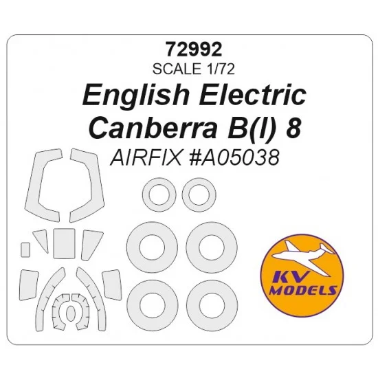 KV Models 72992 1/72 English Electric Canberra B(I) 8 Paint Masking for Airfix #A05038 - Model Planes
